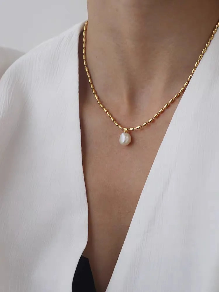 Gold Beads Pearl Necklace