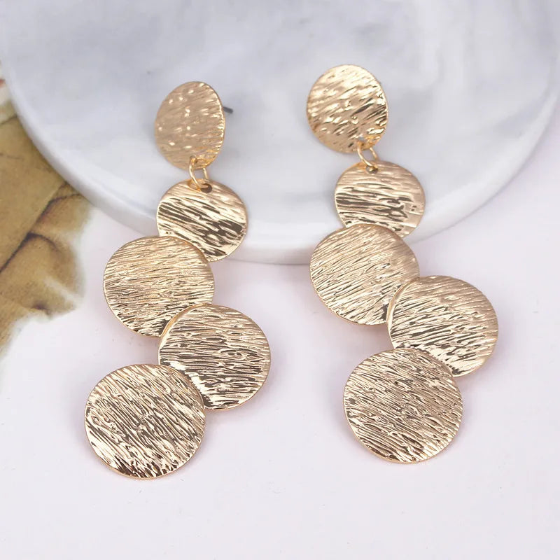 Disc Round Drop Earring