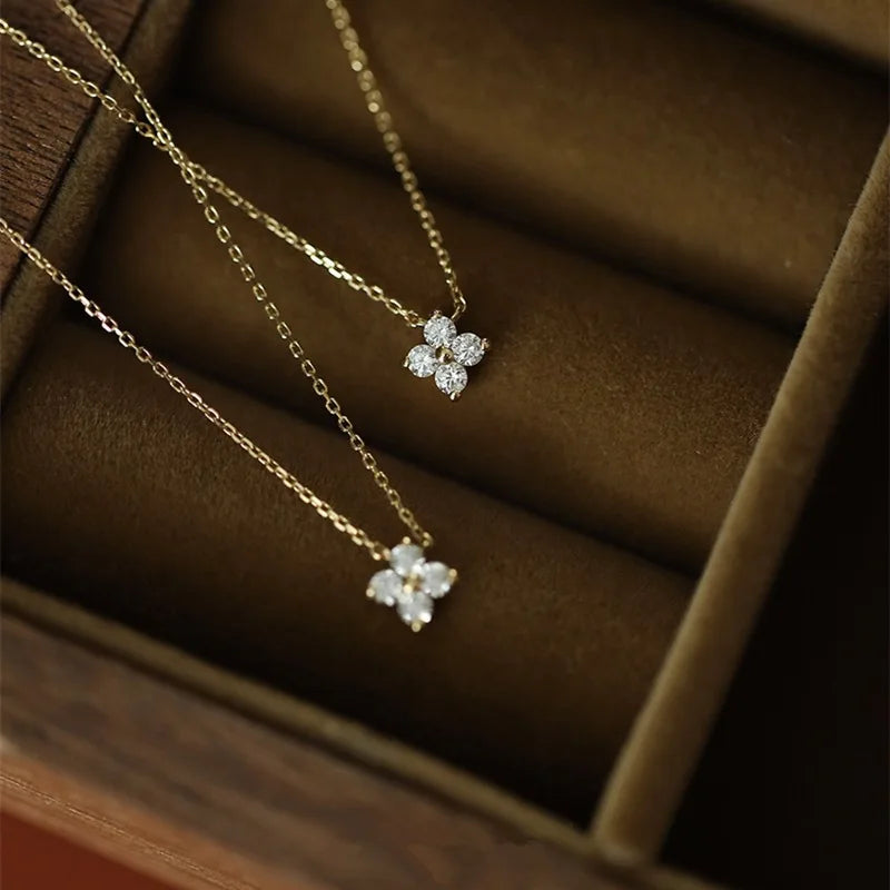 Moissanite Four-leaf Flower Pendant Necklace