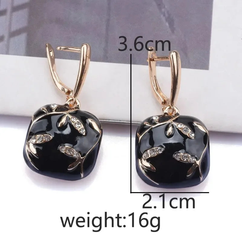 Black Enamel Drip Oil Earrings