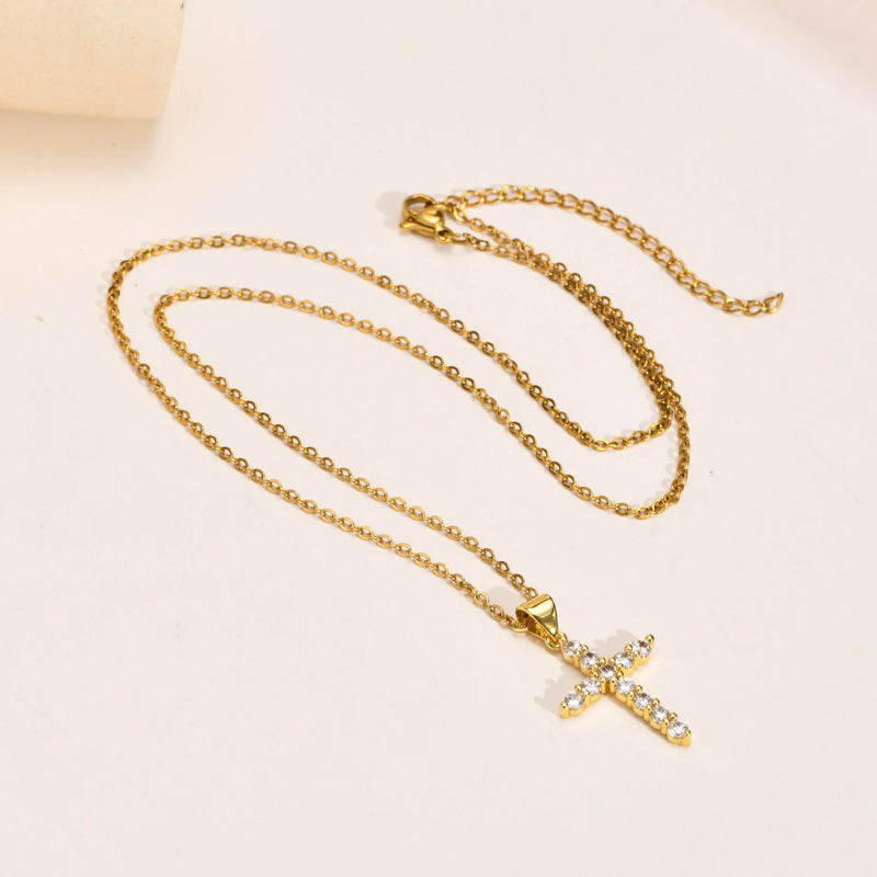 Cubic Zirconia Cross Pendant Necklace