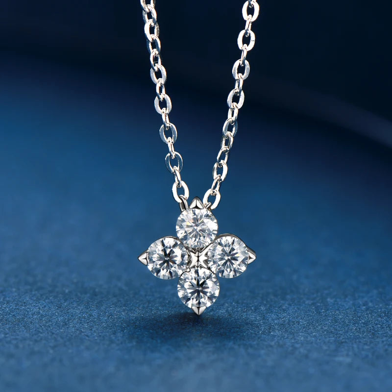 Moissanite Four-leaf Flower Pendant Necklace