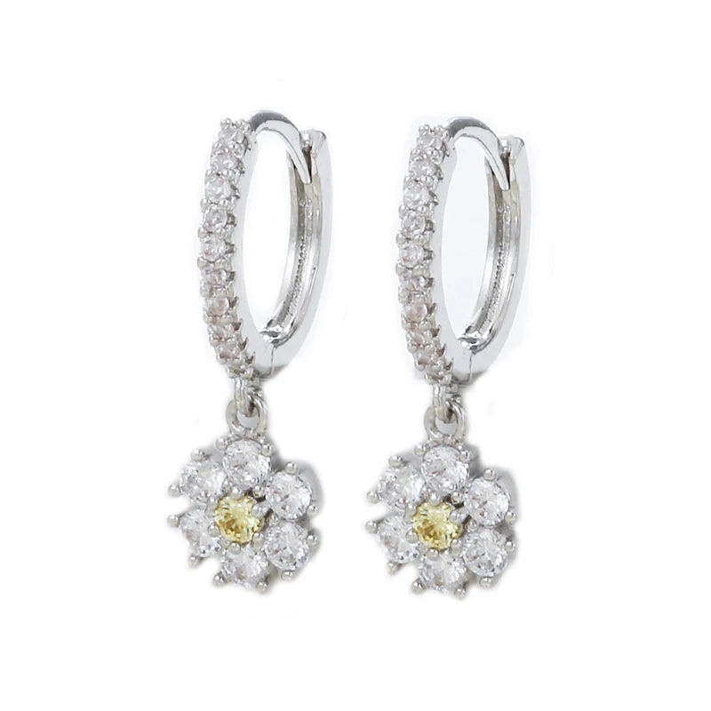 Cubic Zirconia Flower Earrings