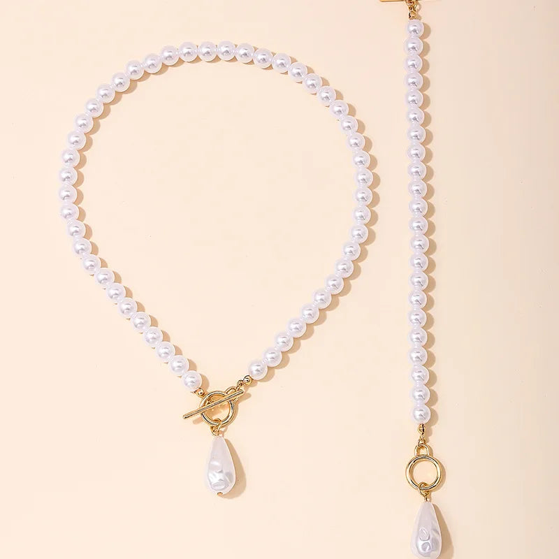 Jewelry Sets Pearl Bracelet and Necklace