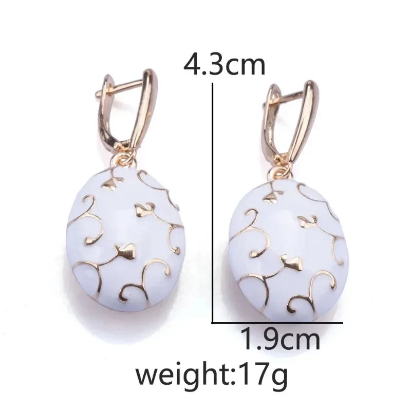 White Enamel Drip Oil Earrings