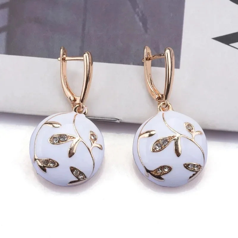 White Enamel Drip Oil Earrings