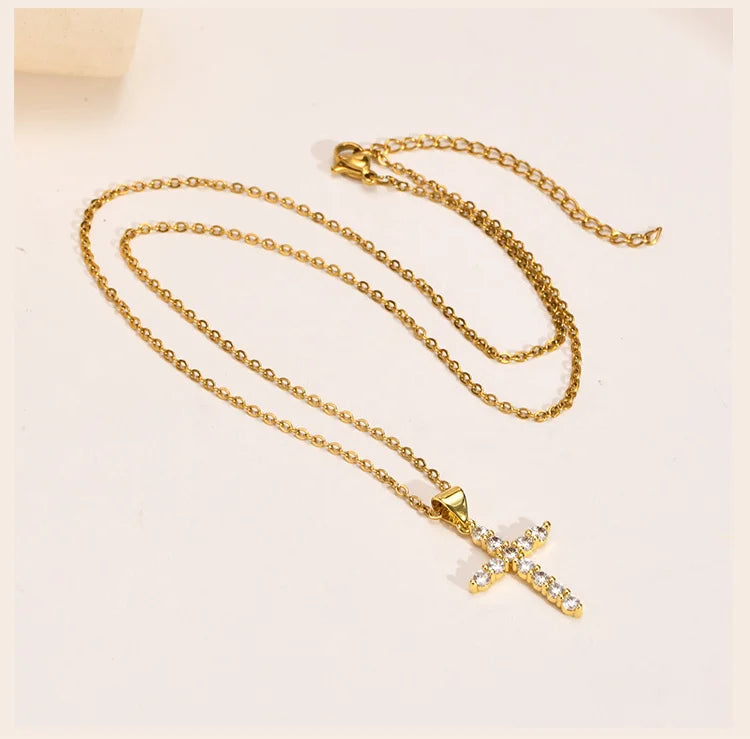 Cubic Zirconia Cross Pendant Necklace