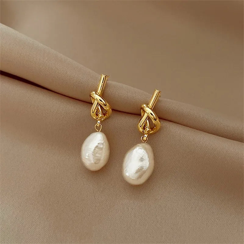 Elegant Bean Pearl Earrings