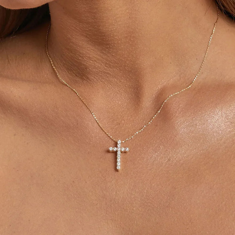 Cubic Zirconia Cross Pendant Necklace