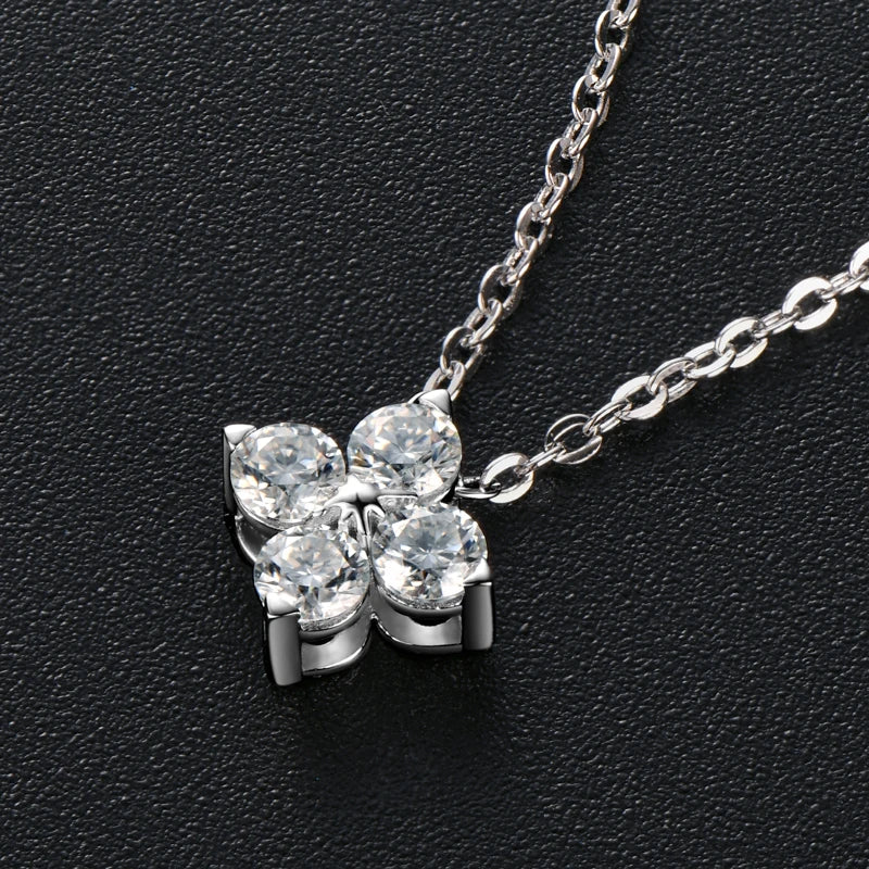 Moissanite Four-leaf Flower Pendant Necklace