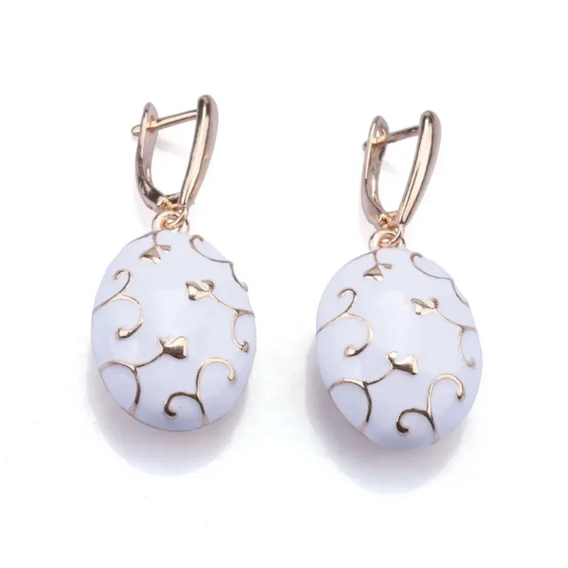 White Enamel Drip Oil Earrings