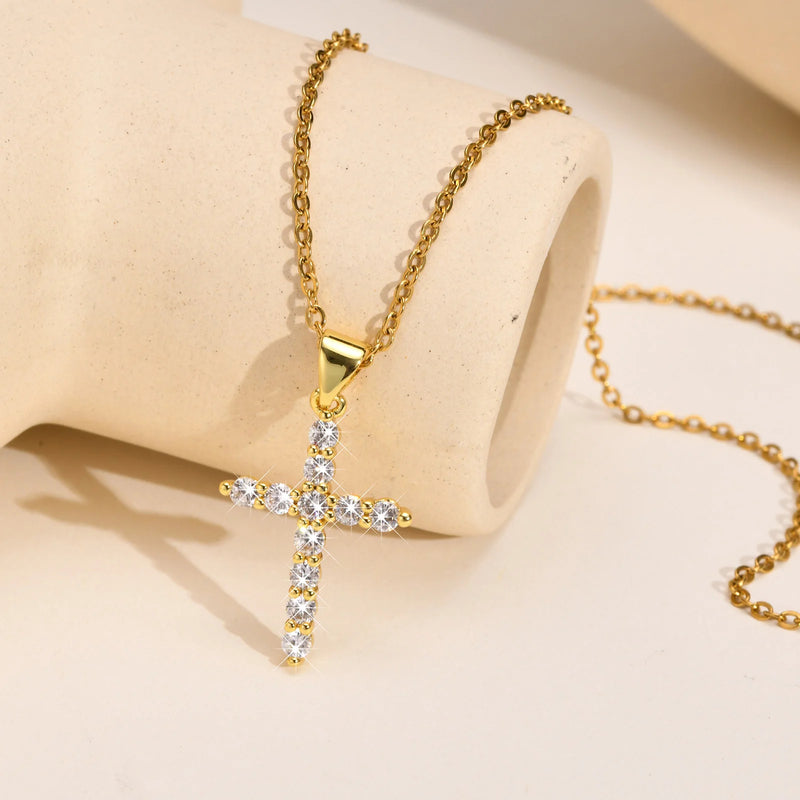 Cubic Zirconia Cross Pendant Necklace