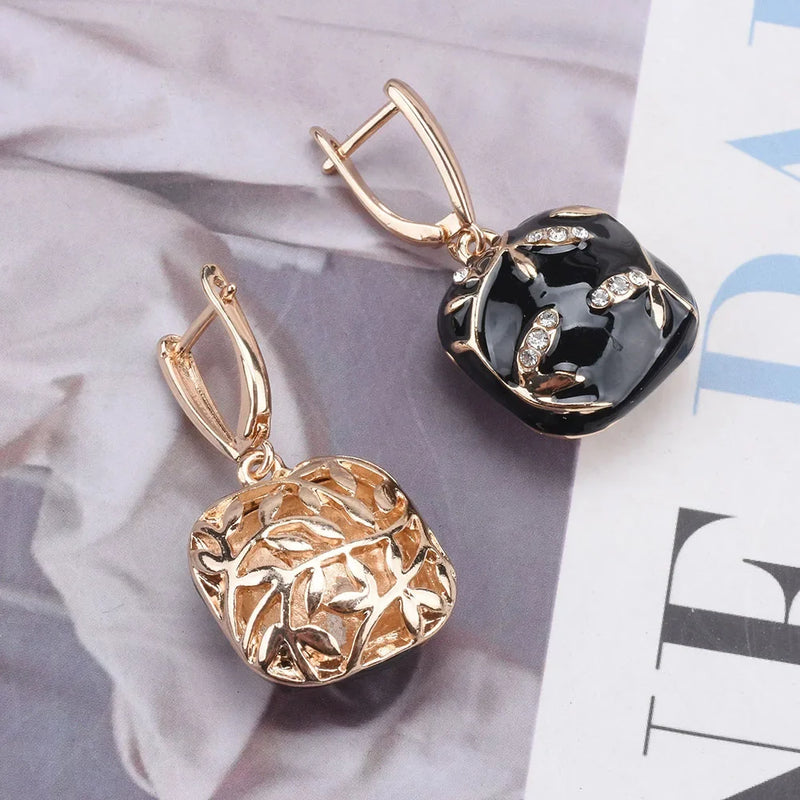 Black Enamel Drip Oil Earrings