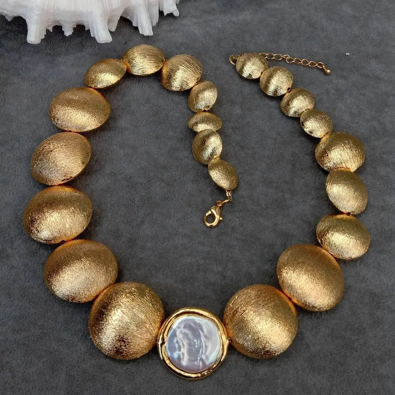 Cultured Coin Keshi Pearl Necklace