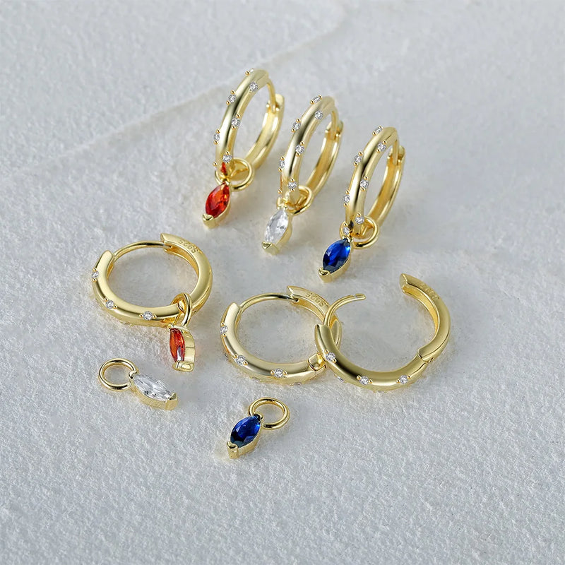 Colorful Zircons Hoop Earrings